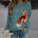 Chunky-knit Faux-sweater With Digital Print And Round Neckline
