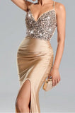 Suspended Backless High Waisted Sequin Patchwork High Slit Long Skirt Dresses Graduation Summer Dress Maxi Women Outfit