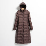 Lightweight Hooded Long Below-the-knee Slim-fit Coat