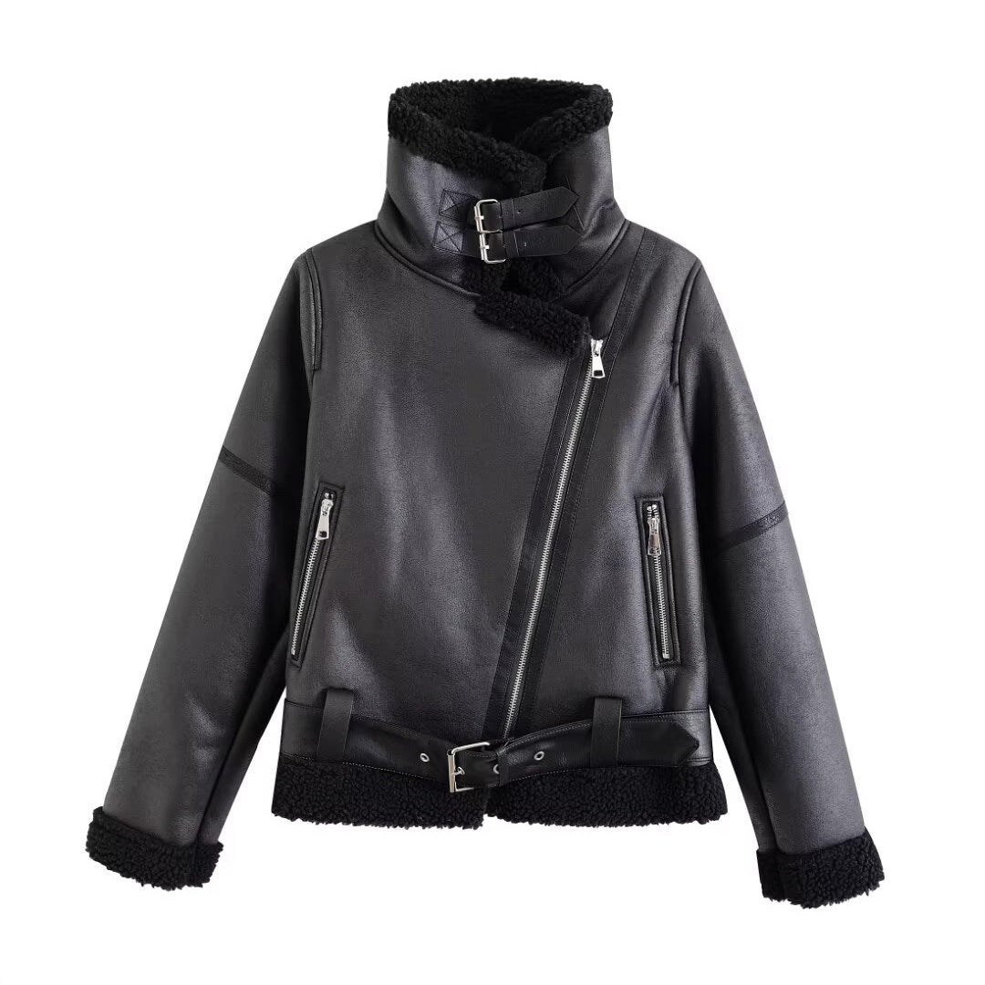 Women's Biker-style Cropped Casual Jacket