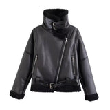 Women's Biker-style Cropped Casual Jacket