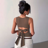 Elegant Women's Fashion T-shirt With Bow Back Design
