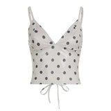 Polka Dot V-neck Leather Camisole For Women, Slim-fit And Versatile
