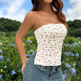 Women's Fashion Short Floral Bustier Top