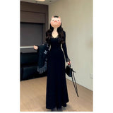Women's Waist-cinching Figure-flattering Long-sleeve Knit Dress