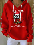 New Christmas Cat-Print Women's Hoodie