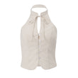 Women's Retro Slim-fit Backless Cropped Top