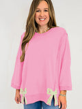 Women's Fashionable, Designer-Style Patchwork Hoodie With Bow-Knot And Crew Neck