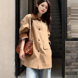 Khaki Long-sleeve Color-block Women's Casual Jacket