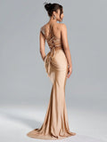 Suspended Backless High Waisted Sequin Patchwork High Slit Long Skirt Dresses Graduation Summer Dress Maxi Women Outfit