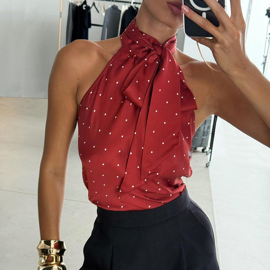 Design Sense American Hot Girl Lace-up Halterneck Camisole Women