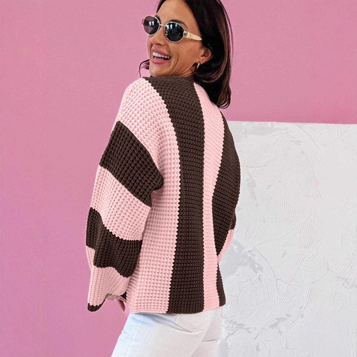 Striped Colorblock Warm Sweater For Women
