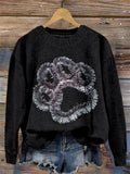 Chunky-knit Faux-sweater With Digital Print And Round Neckline