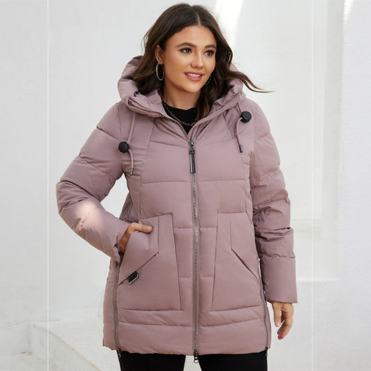 Fashionable Casual Winter Outerwear Cotton Padded Jacket With Hood And Zipper