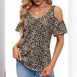 Women's Off-shoulder Printed Short-sleeve Loose Top