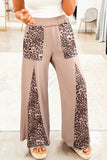 Women's Casual Leopard-print Patchwork High-waisted Pants